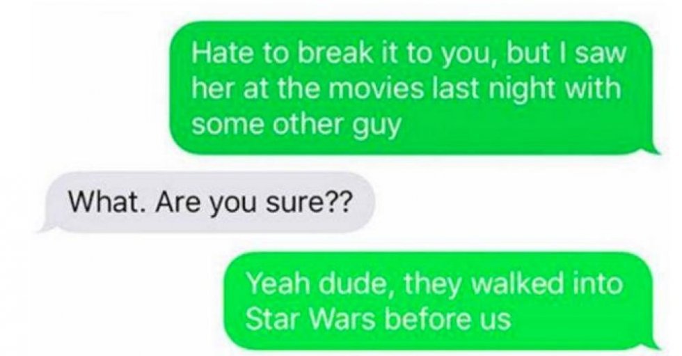 Utro pige bliver afsløret under Star Wars-film - men så får kæresten en endnu værre nyhed