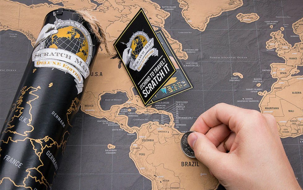 Med Scratch Map skraber du de lande du har besøgt og hænger kortet på væggen
