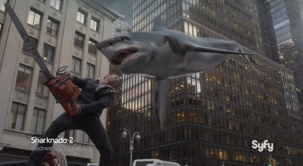 Trailer til Sharknado 2? Arhmen, for helvede da