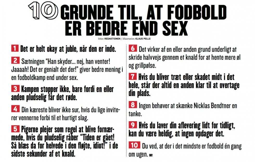 10 grunde til, at fodbold er bedre end sex