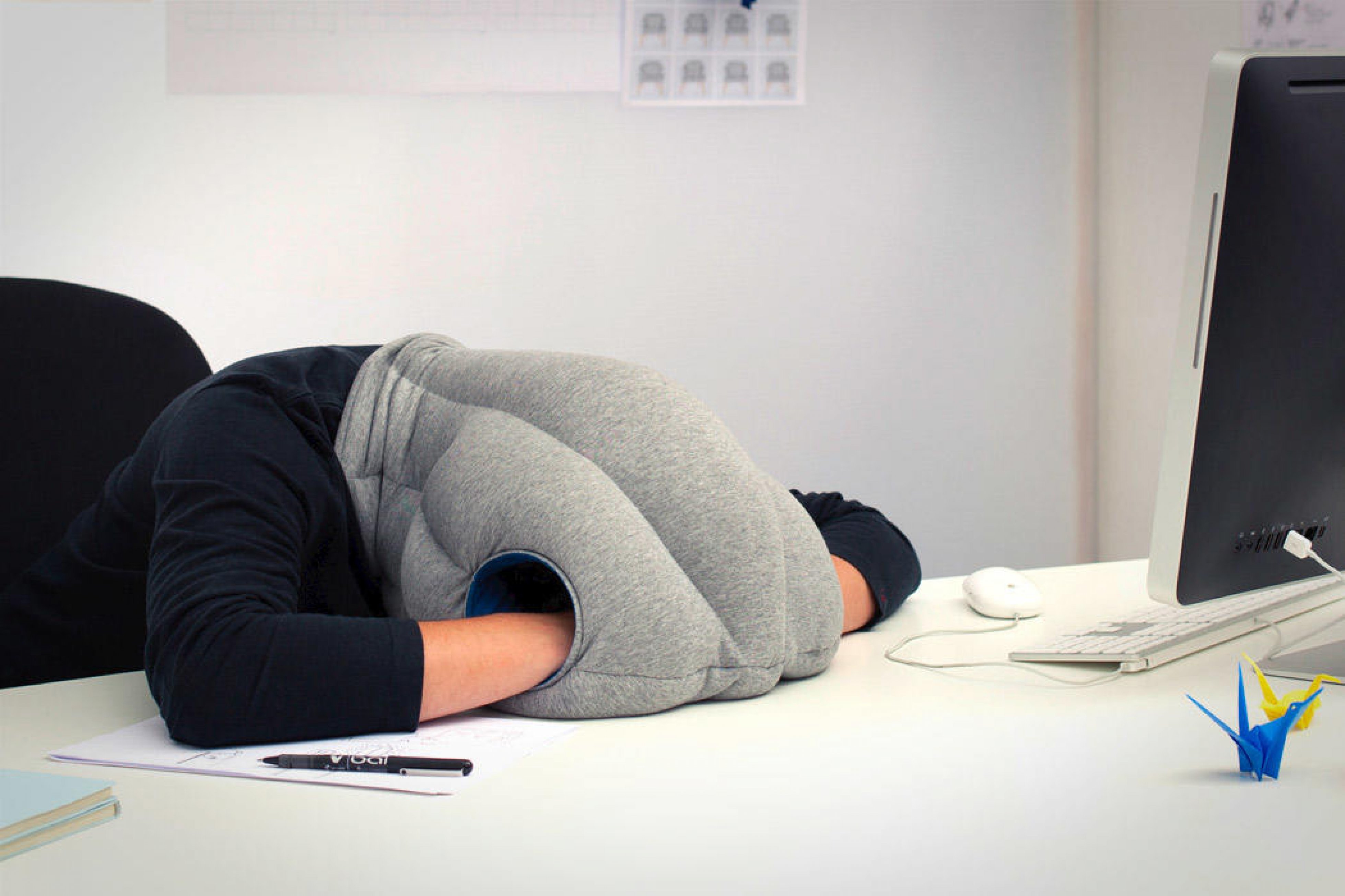 Спать место. Подушка "страус". Подушка страус для сна. Подушка для сна в офисе. Спит на работе.