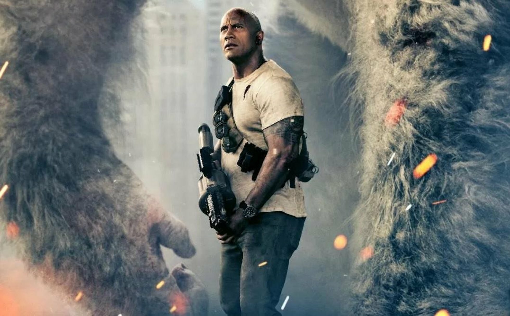 Скала джонсон горилла. Рэмпейдж 2. Рэмпейдж (Rampage) 2018 Постер.