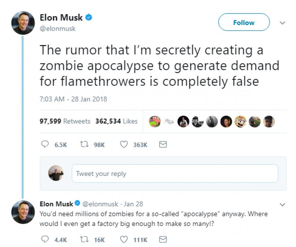 Selvom han selvfølgelig har the Gigafactory... - Elon Musks Flammekaster kan nu bestilles