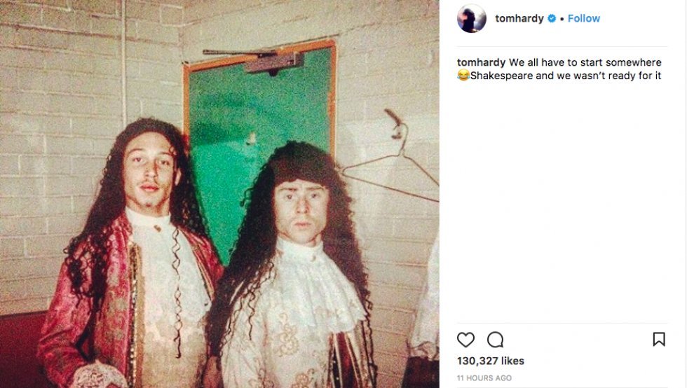 Tom Hardy deler pinligt billede fra sine tidlige år som skuespiller