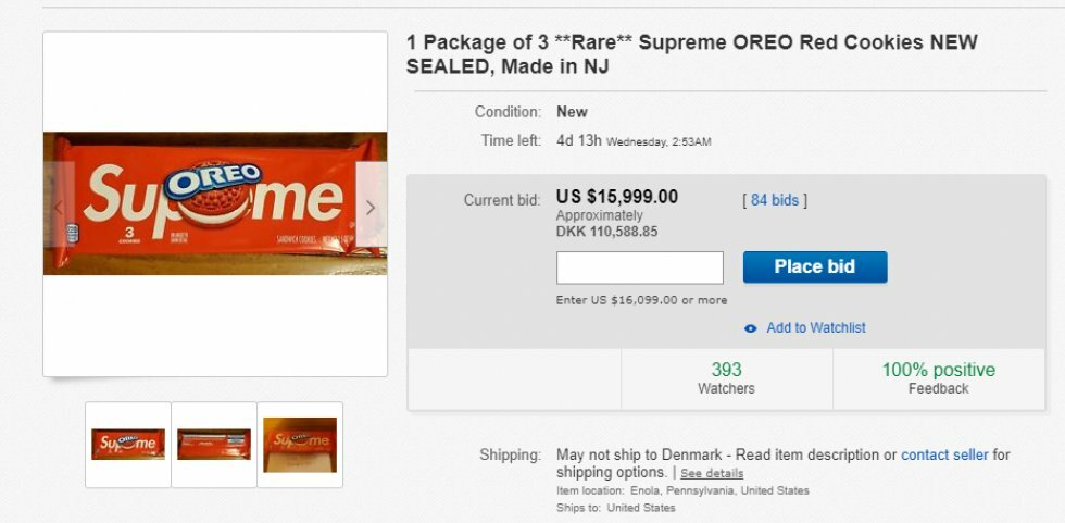 Supremes Oreo-kiks sælges på Ebay til astronomiske beløb
