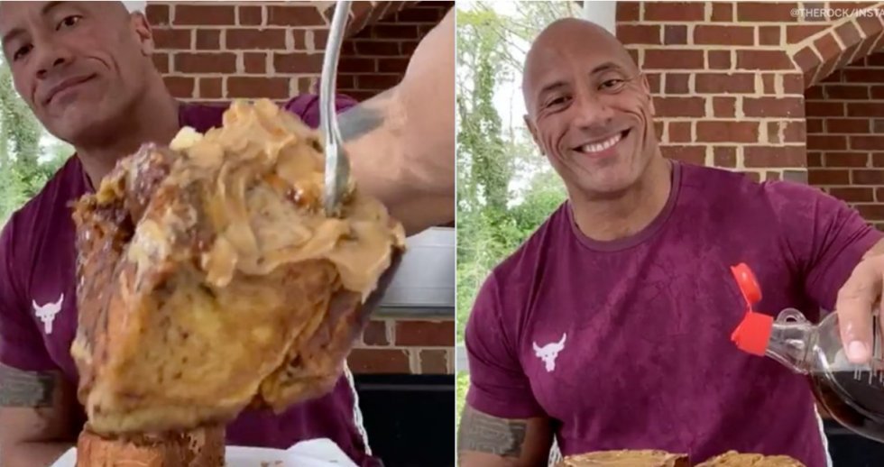 Over 100k så livevideo af The Rock spise sit gigantiske cheatmeal-måltid