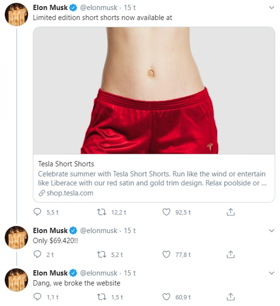 Tesla short shorts