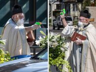 Social distancering-gudstjeneste: Præst sprøjter helligvand på folk med vandpistol