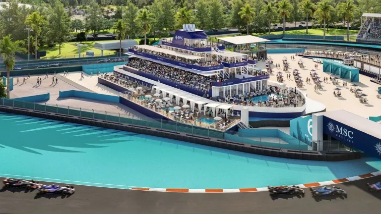 F1 Miami bygger 15 meter høj “superyacht” midt på land, som fans kan sidde på under løbet