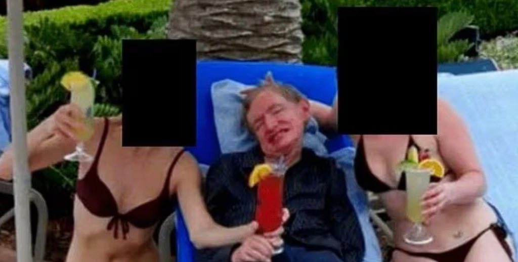 Professor Stephen Hawking set med kvinder i bikini i nyt billede fra Epstein-filerne