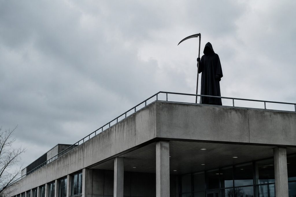 Mand klædte sig ud som Døden og stirrede på patienter fra hospitalstag